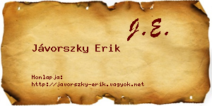 Jávorszky Erik névjegykártya